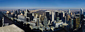 aerial and panoramic view of Central Park and its buildings