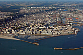 France, Seine-Maritime (76), Le Havre on the right bank of the Seine estuary, the port is the second in France (aerial view)