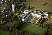 France, Eure (27), Le Bec-Hellouin Labeled Village The Most Beautiful Villages of France, Abbey of Bec-Hellouin (aerial view)