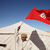 Tunisian waving a flag. Tunisia.