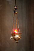 Basilica of the Nativity. Ancient Lantern Hanging In Church. Jerusalem. Israel.