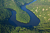 France, Puy-de-Dome (63), Gorges Sioul the Queuille meander (aerial view)