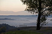 France, Midi Pyrenees, Ariege, From the Ariège Piedmont, mist, hills