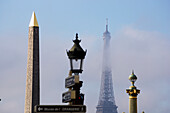 'Eiffel Tower and Place de la Concorde; Paris, France'