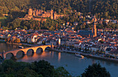 'View of the city of Heidelberg and a bridge crossing the River Neckar; Heidelberg, Baden-Wurttemberg, Germany'
