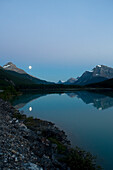 Moon, Waterfowl Lake, Banff National Park, Banff, Alberta