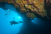 'Molokini, Maui, Hawaii, Usa; Scuba Diver At A Volcanic Crater'