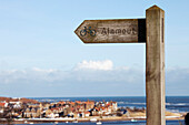 'Alnmouth, Northumberland, England; A Sign Indicating Cycling In Alnmouth'