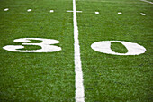 The 30 Yard Line Marked On A Football Field