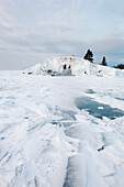 'Minnesota, United States Of America; Rock In Ice On The North Shores Of Lake Superior'