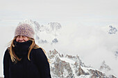 'Girl Cringing From The Cold In The Mountains; Chamonix, France'
