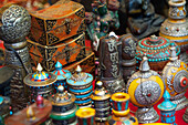 'Various Handicrafts Displayed On A Table; Thimphu Thimphu District Bhutan'
