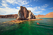 'A Tourist In A Boat Off The Coast Of Espiritu Santo Island; La Paz Baja California Mexico'