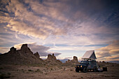 '1983 Land Rover Defender Camped At Trona Pinacles; Trona, California, United States of America'