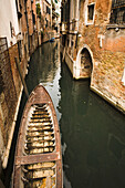 Boat Moored In Canal, Venice, Italy