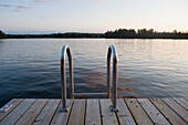 Dock With Ladder, Lake Of The Woods, Ontario, Canada