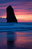 'Silhouette Of A Rock Formation At Sunset; Cannon Beach, Oregon, United States of America'