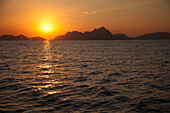 'Sunset Over The Mountainous Coast; Corong Corong, Bacuit Archipelago, Palawan, Philippines'