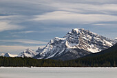 Mount Patterson And Lower Waterfowl Lake In Late Winter (April), Banff National Park, Alberta, Canada