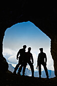 'Participant's Silhouettes At A Cave Rescue; Blairmore, Alberta, Canada'