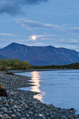 'Moonlight reflected into noatak river in the brooks range gates of the arctic national park northwestern alaska;Alaska united states of america'