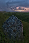 'Storm with lightning over the Frenchman River Valley, Grasslands National Park; Saskatchewan, Canada'