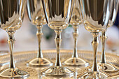'Silver goblets on a tray; Starkville, Mississippi, United States of America'