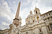 'Sant'Agnese church and the Obelisk of Domitian in Piazza Navona; Rome, Italy'