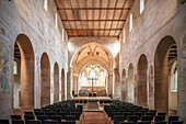 Interior view at of the church in Lorch monastry, view of the altar, Swabian Alp, Baden-Wuerttemberg, Germany