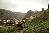 Blick auf ein Bergdorf, Praia, Santiago, Kap Verde
