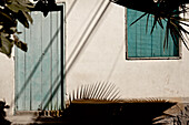 House wall with door and window, Praia, Santiago, Cape Verde