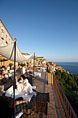 Guests on the terrace of Hotel Marulivo, Bed & Breakfast, Pisciotta, Cilentan Coast, Province Salerno, Campania, Italy