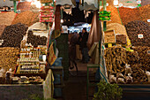 Market stall at night on the market square Djemaa el Fna, Marrakech, Morocco