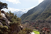 Blick auf das Berberdorf Setima Fatma, Setima Fatma, Valle de Ourika, Hoher Atlas, Marokko