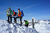 Back-country skiers at summit of Grossvenediger, Venediger Group, Hohe Tauern National Park, Salzburg, Austria