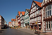 Colourful half-timbered houses on the Marktplatz market square, Fritzlar, Hesse, Germany, Europe