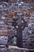 Stone cross, Clonmacnoise, County Offaly, Ireland, Europe