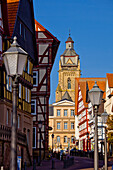 Altstadt mit Blick zu Stadtkirche und Rathaus, Bad Wildungen, Nordhessen, Hessen, Deutschland, Europa