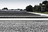 Grounds and ex-barrack foundations, Dachau Concentrations Camp, Dachau, Munich, Bavaria, Germany