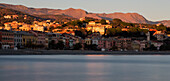 Celle Ligure, beautiful town near at the sea  . View in the sunset time, La Spezia, Italy .