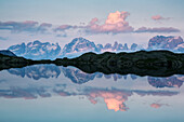 The Brenta Dolomites are reflected in the Black Lake