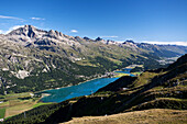 A view of Silvaplana lake and high Engadine, Swiss alps