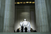 The Lincoln Memorial seen at 12:01 a.m. on the day of Barack Obama's Inauguration in Washington, DC, January 20, 2009. President Barack Obama is the second president who moved to Washington from the state of Illinois, the first was President Abraham Linco