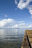 Scenic view of dock on Lake Tahoe, CA