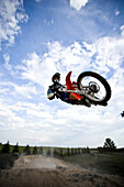Cody Thomsen shows off a horizontal stunt during a jump in Brainerd, Minnesota on September 03, 2007.