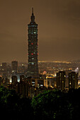 Taipei 101, the world's second tallest building, Xinyi District, Taiwan, October 30, 2010.  The building was the world's tallest from 2004 to 2010, at 101 stories, it was recently surpassed by Burj Khalifa in Dubai.