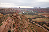 The view of Comb ridge looking South down onto the San Juan river, Utah.