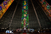 Brazil, Rio de Janeiro. San Sebastion Cathedral interior