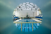 An indoor view of the Water Cube, which will be the venue for the aquatic events of the Beijing Olympics, Beijing, China.