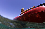 Kayaking near DL Bliss State Park on Lake Tahoe, California.MR# 085 Sarah Clemens